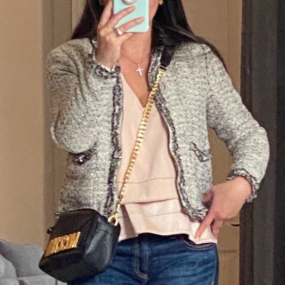 cupcakes & cashmere Belicia Fringe Jacquard Grey Jacket - Picture 9 of 13